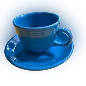 Fiesta Fiestaware Coffee Tea Cup & Saucer Homer Laughlin Co USA Persimmon 1980's